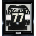 Framed Autographed/Signed Jeff Carter 35x39 Los Angeles LA Black Hockey Jersey Beckett BAS COA