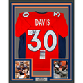 Framed Autographed/Signed Terrell Davis 35x39 HOF 17 Denver Orange Football Jersey JSA COA