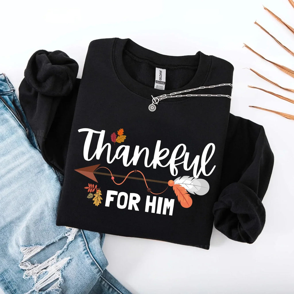 Thankful For Her/Him Valentines Couple Sweatshirt – Cute Matching Holiday Crew Neck