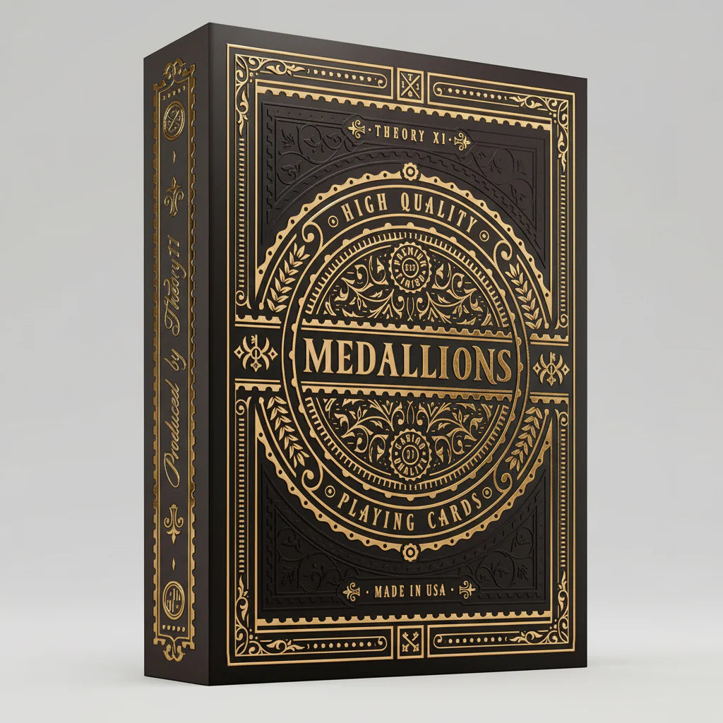Theory11 Medallions Playing Cards – Deep Brown & Gold Foil Luxury Deck