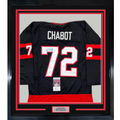Framed Autographed/Signed Thomas Chabot 35x39 Ottawa Black Hockey Jersey JSA COA