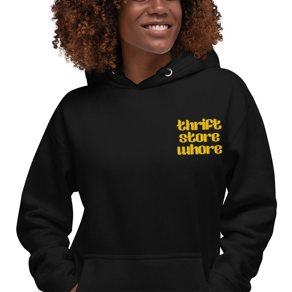 Thrift Store Whore Embroidered Hoodie