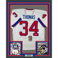 Framed Autographed/Signed Thurman Thomas 35x39 Buffalo White Alternate Football Jersey JSA COA