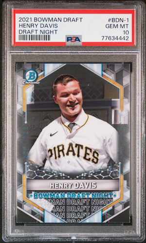 Graded 2021 Topps Bowman Draft Henry Davis #BDN1 Draft Night Rookie RC Baseball Card PSA 10 Gem Mint