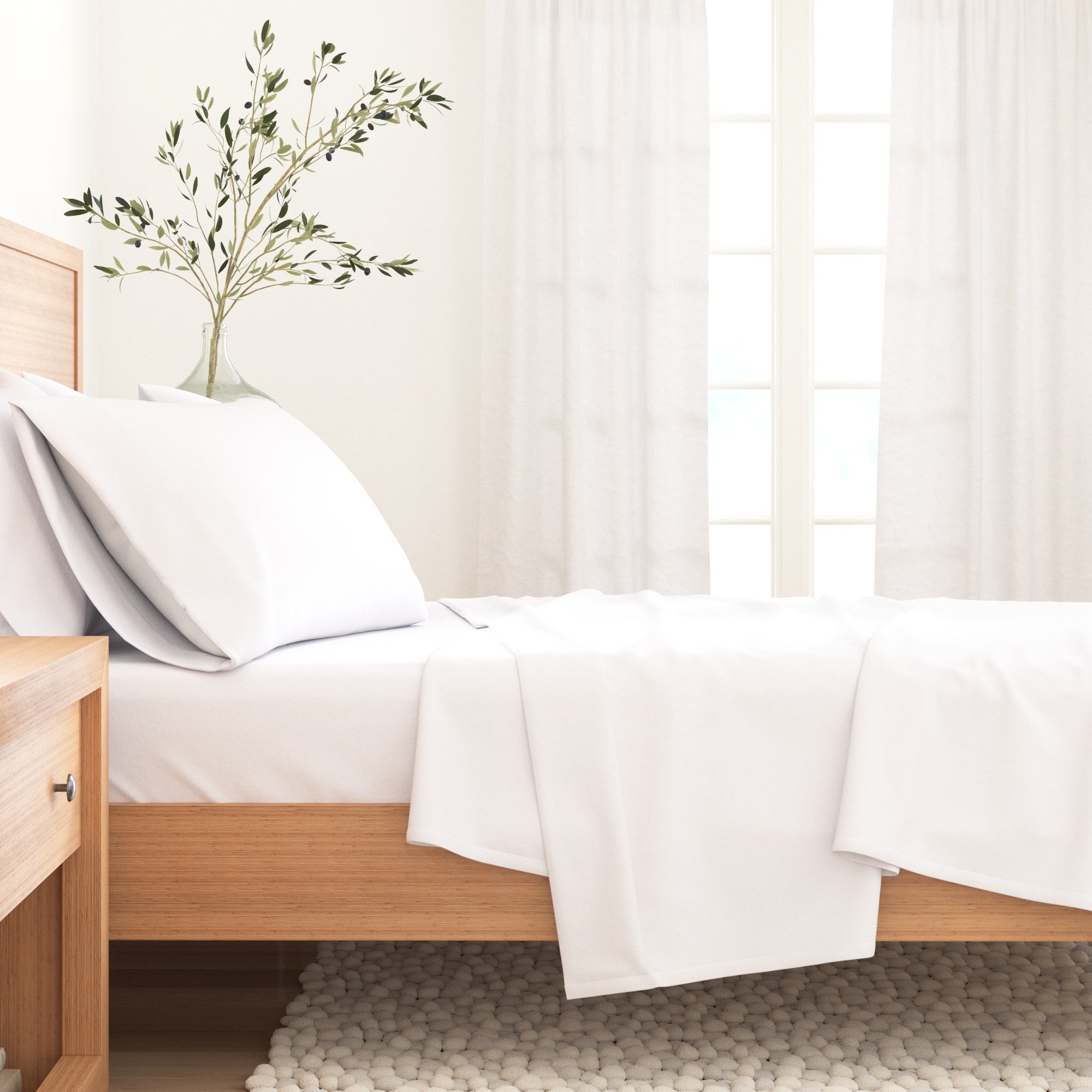Cotton Solid Flannel Sheet - Nordic Collection