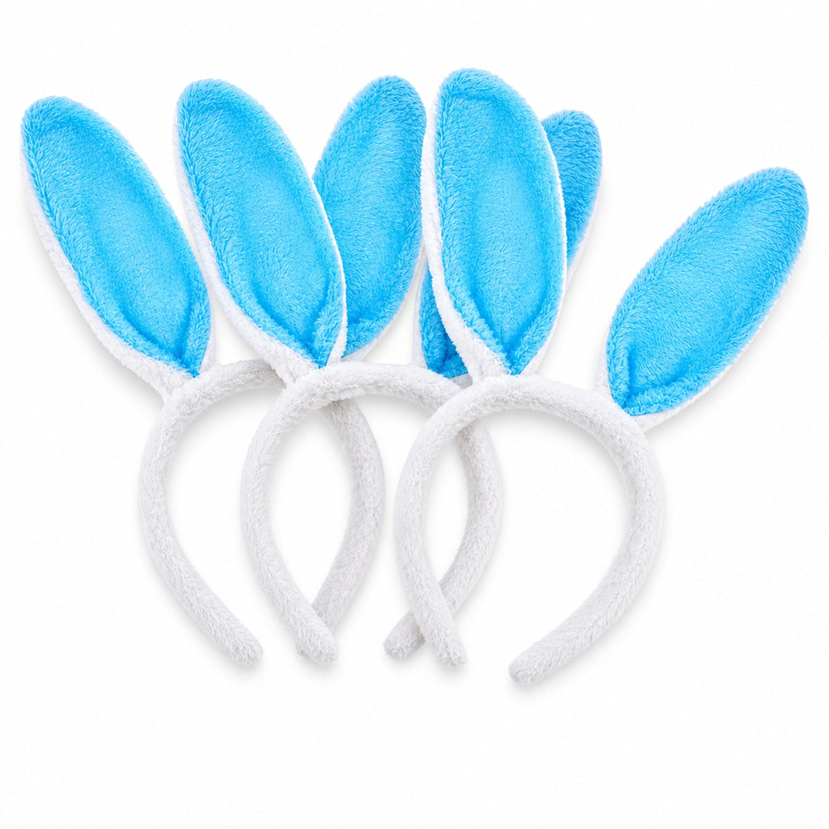 Set of 3 Blue Bunny Ear Headbands - Easter Costume Accessory 11.7 Inches