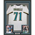 Framed Autographed/Signed Tony Boselli 35x39 HOF 22 Jacksonville White Football Jersey Beckett BAS COA