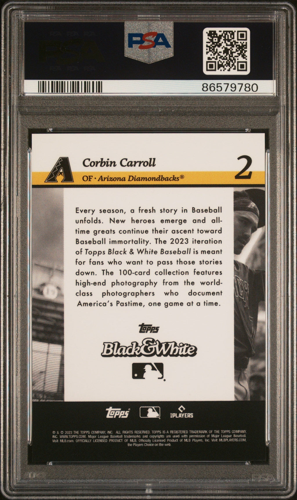 Graded 2023 Topps Black & White Corbin Carroll #2 Rookie RC Baseball Card PSA 10 Gem Mint