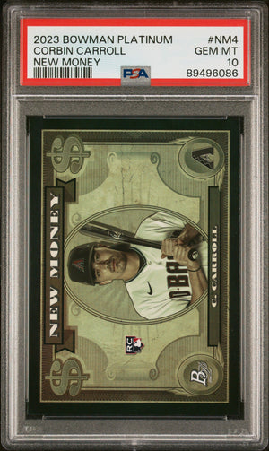 Graded 2023 Topps Bowman Platinum Corbin Carroll #NM4 New Money Rookie RC Baseball Card PSA 10 Gem Mint