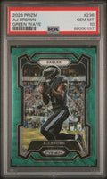 Graded 2023 Panini Prizm AJ Brown #236 Green Wave Football Card PSA 10 Gem Mint