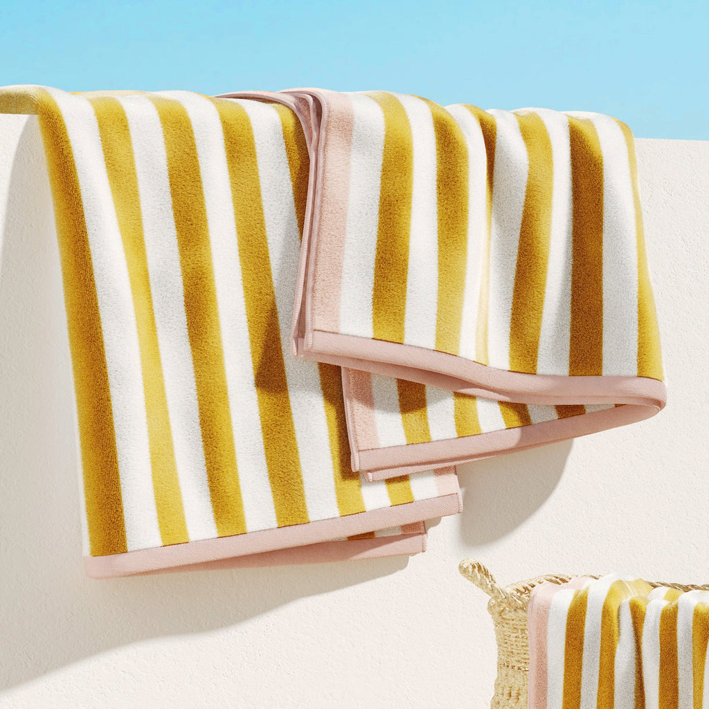 Oversized Striped Border Cabana Beach Towels - Santa Cruz