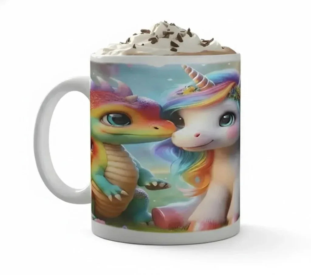 Personalized Unicorn Dragon Coffee Mug, Tea Cup: Hot Chocolate Gift for Fantasy Lovers