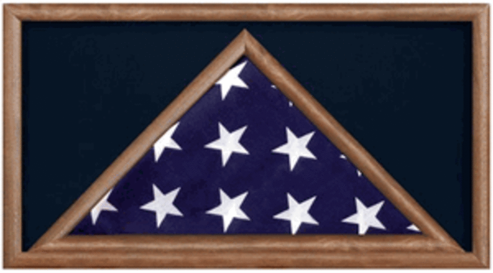 Large Military Flag and Medal Display Case -Black felt with 3' X 5' flag