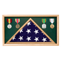 Army Oak Flag Memorial Display Case, Rectangle case With Medal & Flag