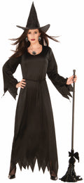 Women's Black Magic Witch Costume Standard Dress and Hat