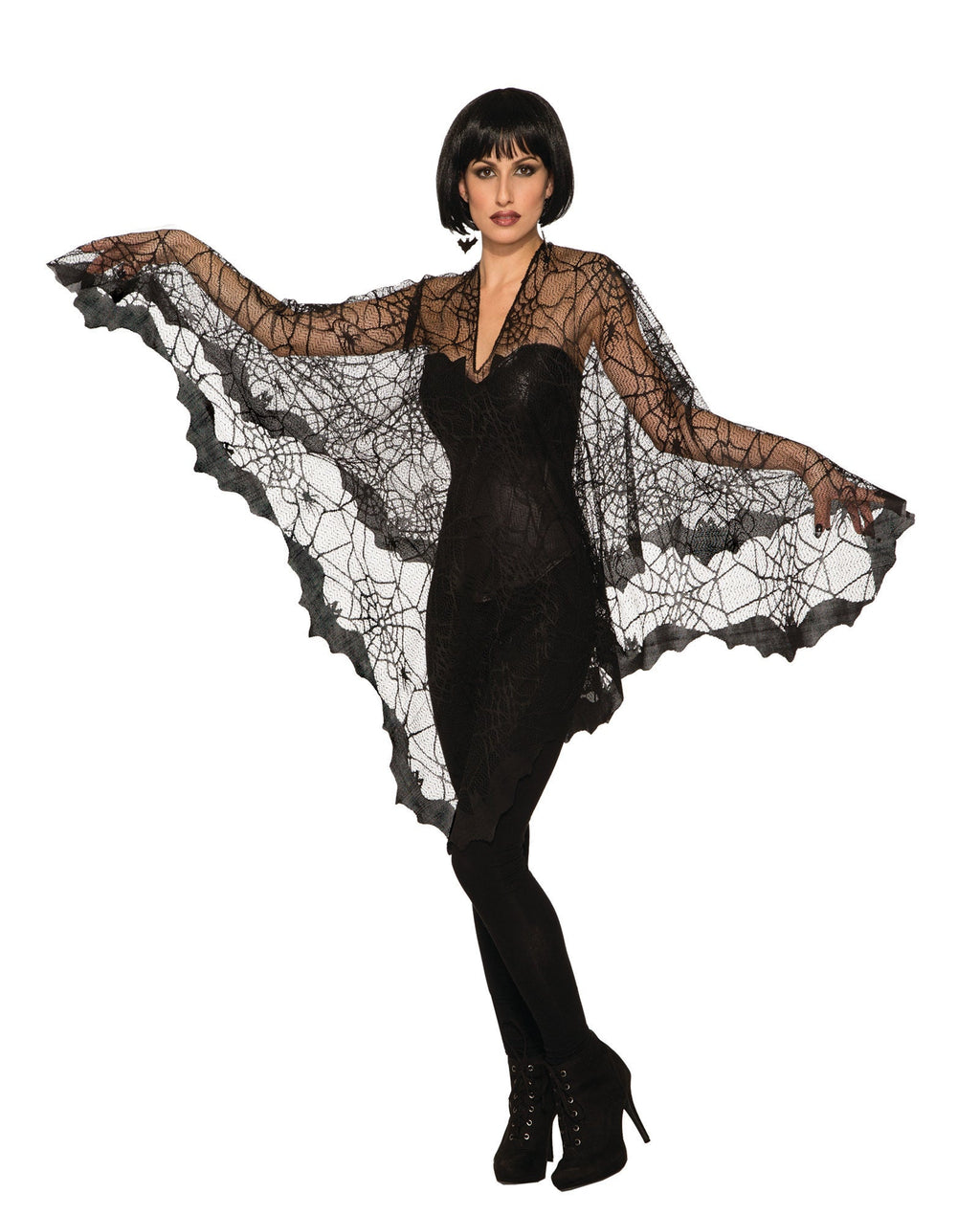Black Lacey Bat Poncho Spiderweb Adult Pullover