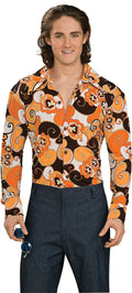 Men's Orange 70's Groovy Long Sleeve Shirt Standard