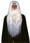 Merlin Wig and Beard Set Adult Long White Wizard Costume