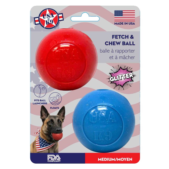 Glitter Ball 2-Pack Dog Toy | Soft Rubber Floating Fetch Ball with Treat Dispenser | USA Made