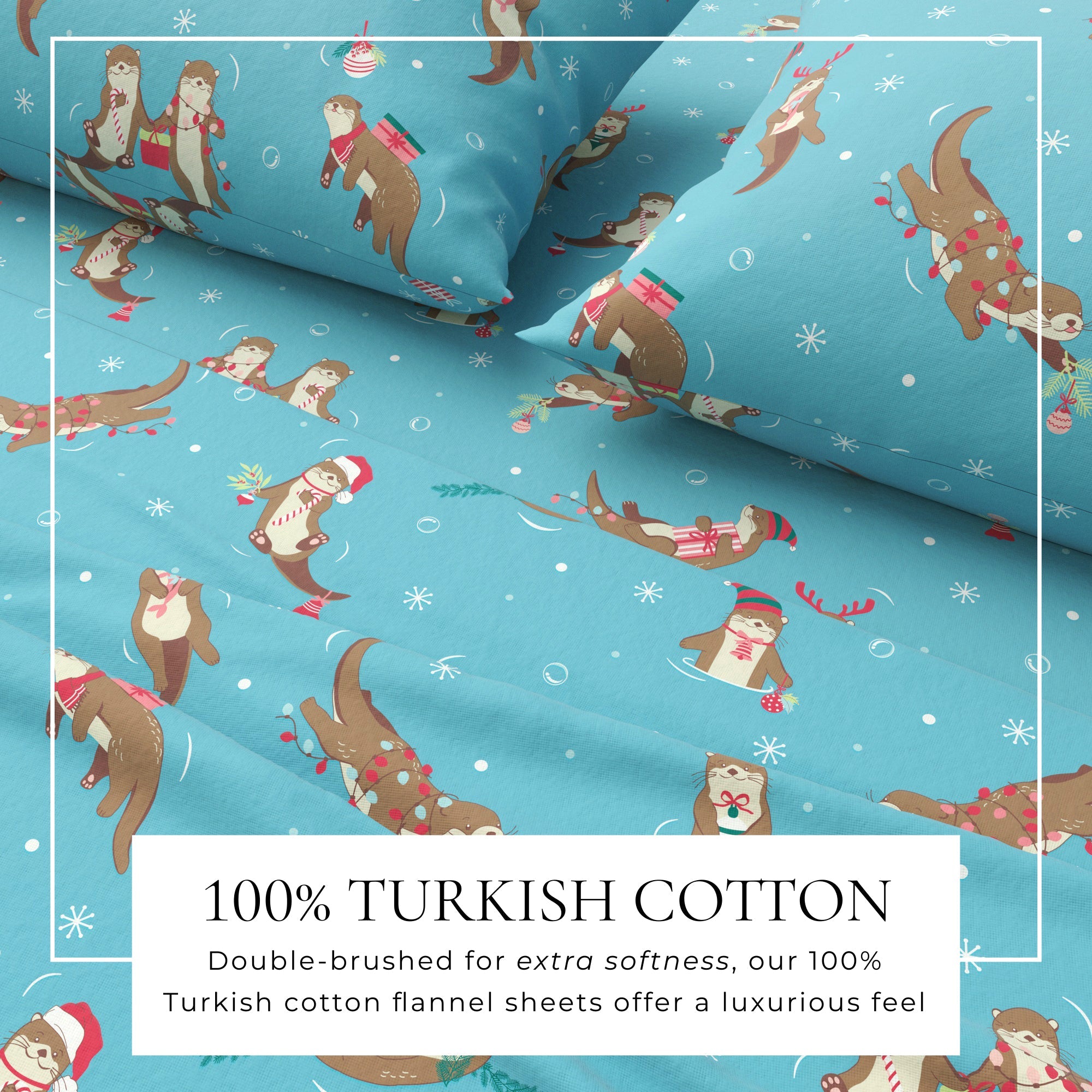 Turkish Cotton Christmas Flannel Sheet - Whittaker Collection