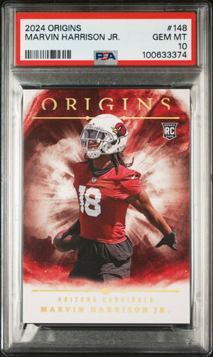 Graded 2024 Panini Origins Marvin Harrison Jr #148 Rookie RC Football Card PSA 10 Gem Mint