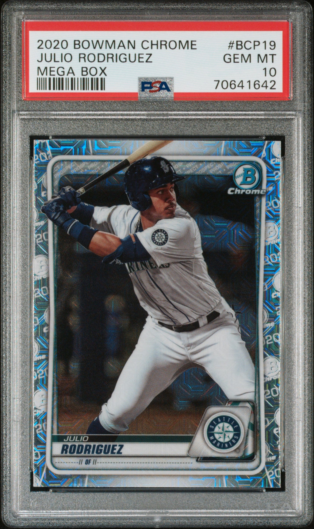 Graded 2020 Topps Bowman Chrome Julio Rodriguez #BCP19 Mega Box Rookie RC Baseball Card PSA 10 Gem Mint