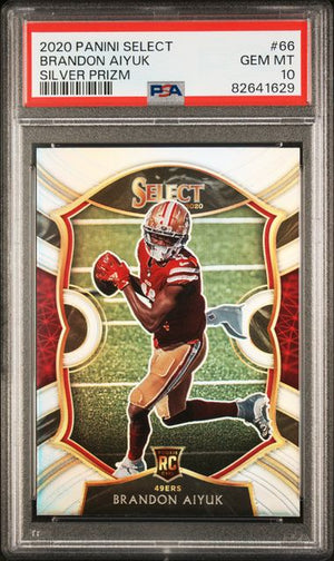 Graded 2020 Panini Select Brandon Aiyuk #66 Silver Prizm Rookie RC Football Card PSA 10 Gem Mint