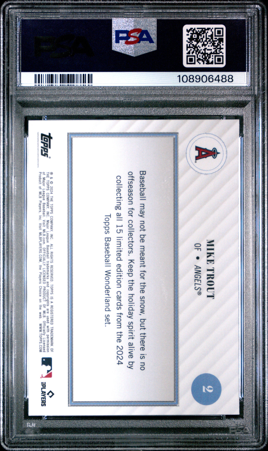 Graded 2024 Topps Wonderland Mike Trout #2 Baseball Card PSA 9 Mint