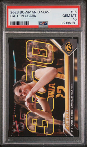 Graded 2023 Topps Bowman U Now Caitlin Clark #15 Rookie RC Basketball Card PSA 10 Gem Mint