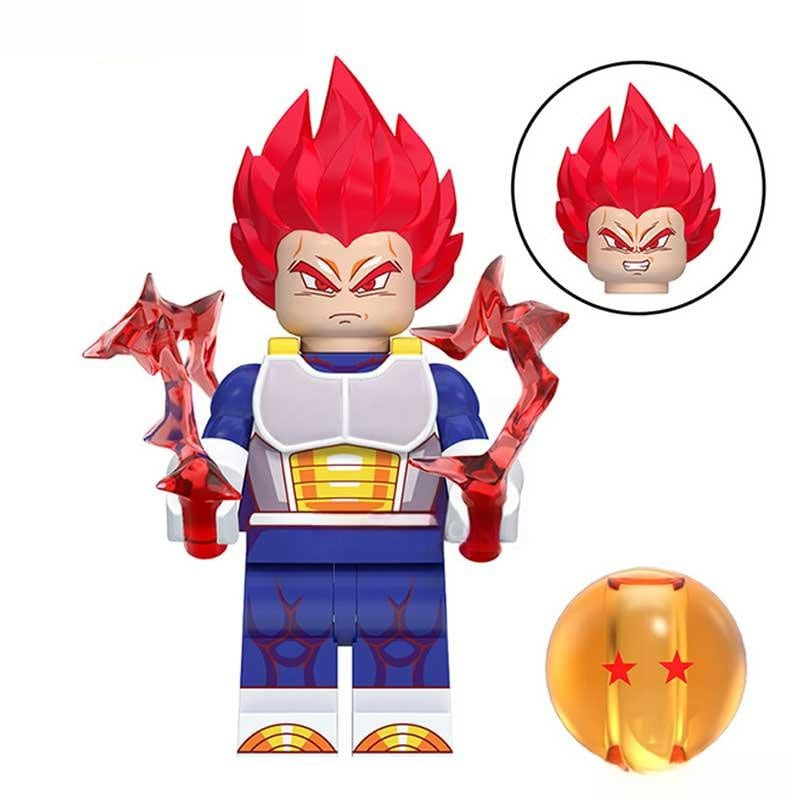 Vegeta Red Hair Dragon Ball Z Super Lego Minifigures Best Custom Anime Toys 3