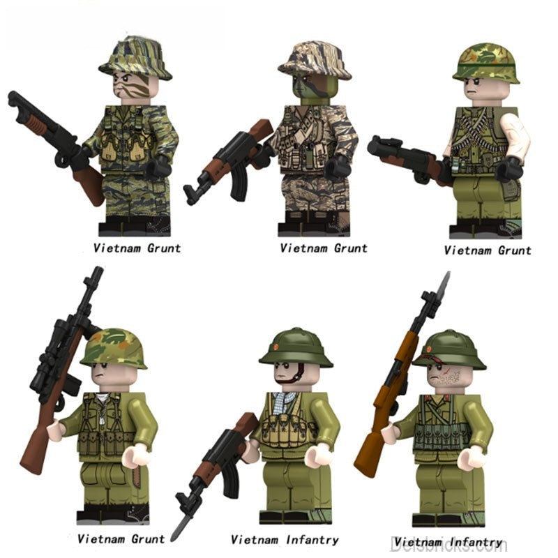 Vietnam War American Soldiers set of 6 Minifigure Toy