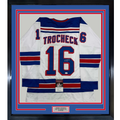 Framed Autographed/Signed Vincent Trocheck 35x39 New York White Hockey Jersey JSA COA