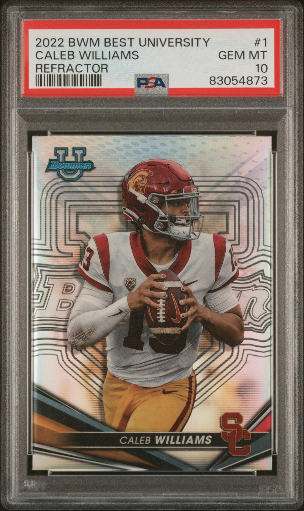 Graded 2022 Topps Bowmans Best University Caleb Williams #1 Refractor Rookie RC Football Card PSA 10 Gem Mint