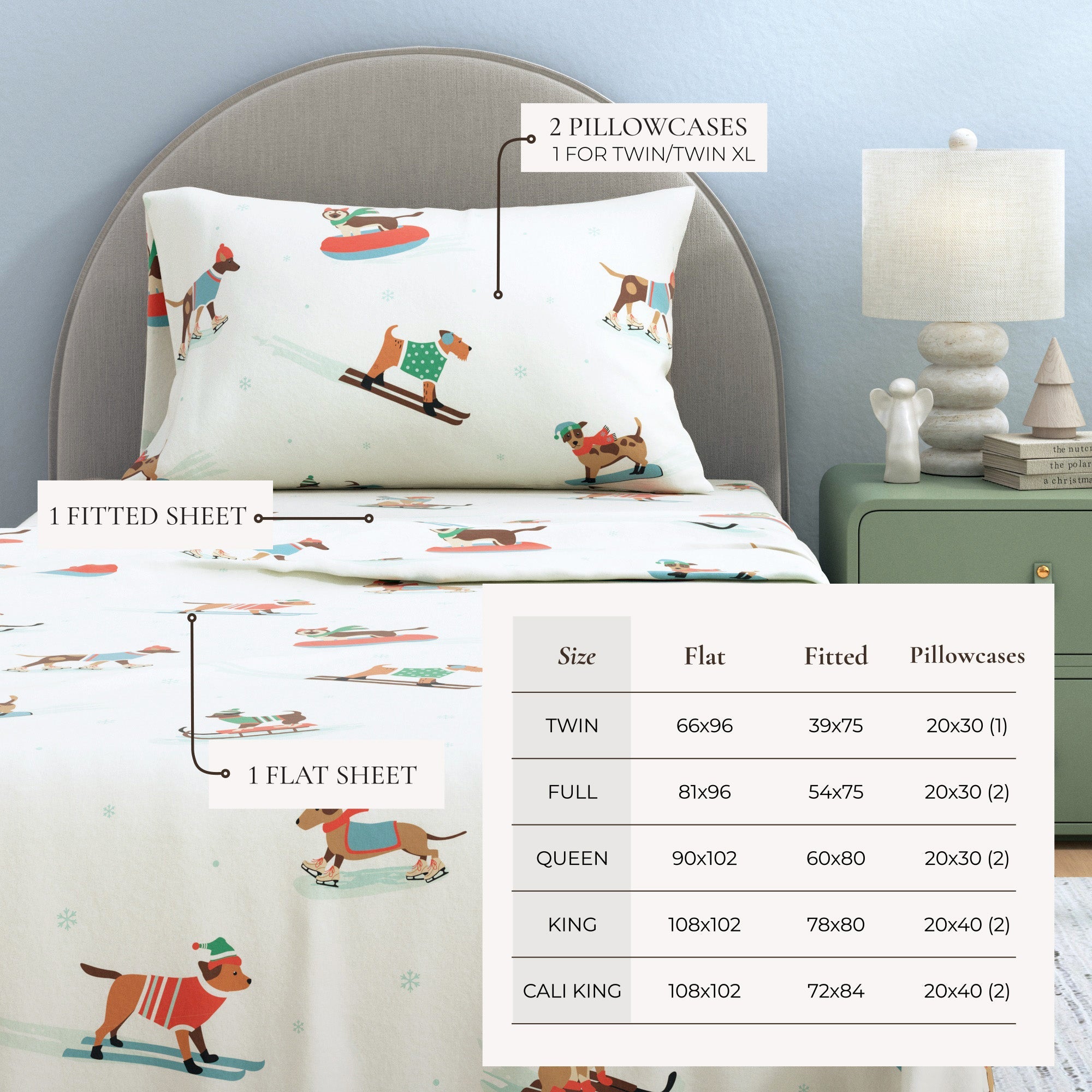 Turkish Cotton Christmas Flannel Sheet Set - Whittaker Collection