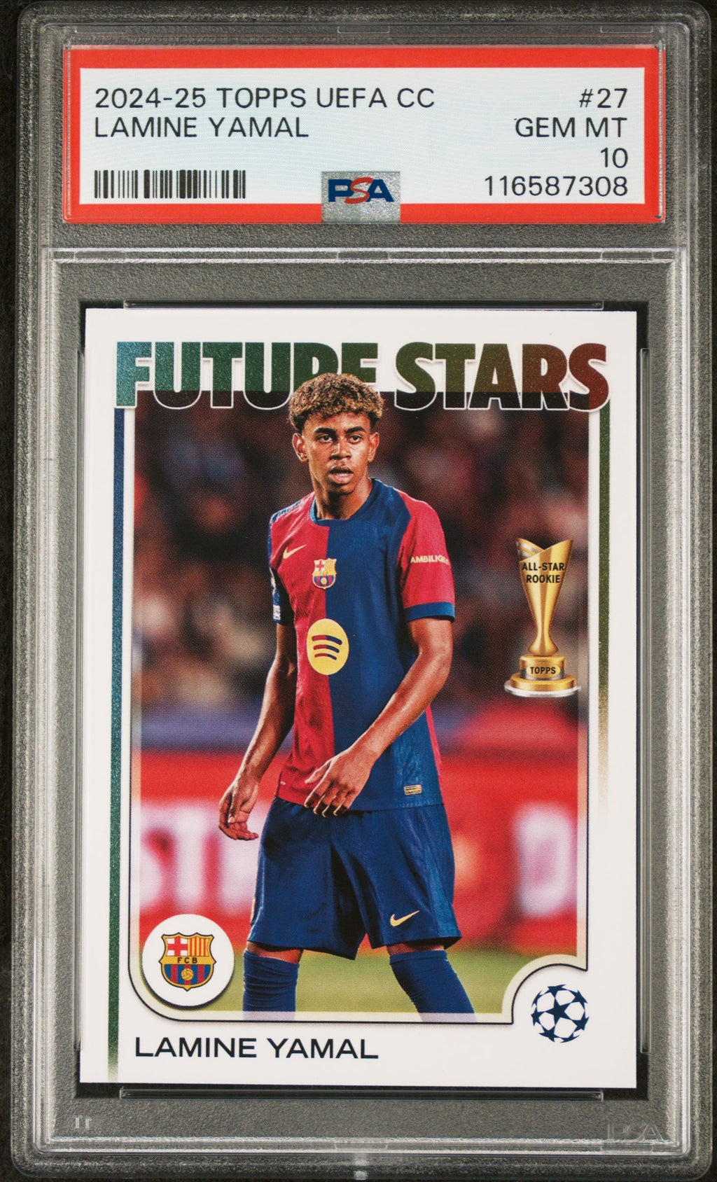 Graded 2024 Topps UEFA CC Lamine Yamal #27 Soccer Card PSA 10 Gem Mint
