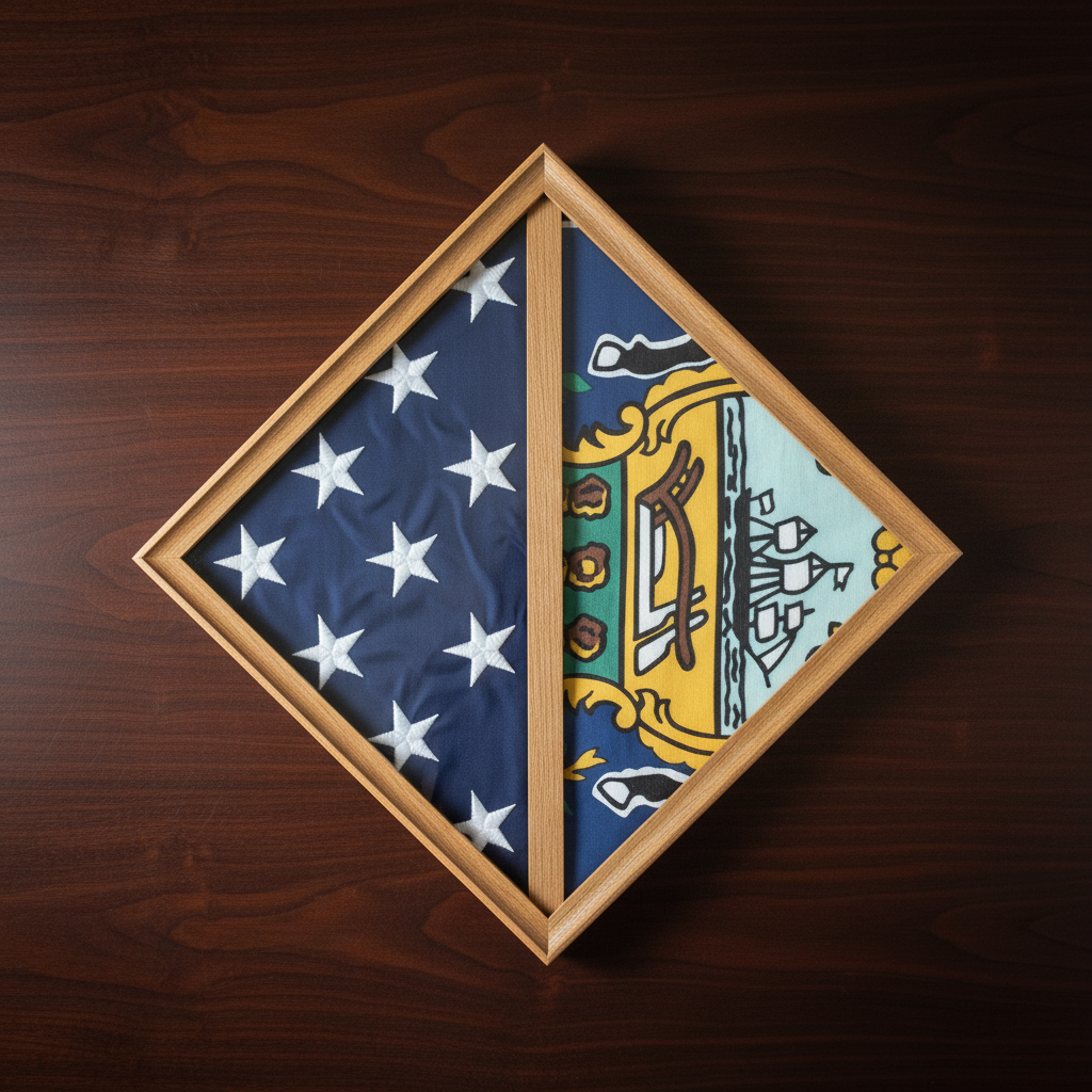 2 Flags display case - Wall Mounted box - Fit 3" x 5" Flag.