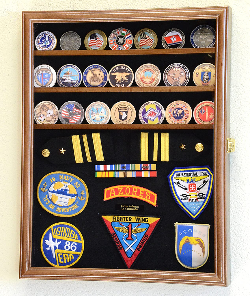 Challenge Coin/Medals/Pins/Badges/Ribbons/Insignia/Buttons Chips Combo Display Case Box