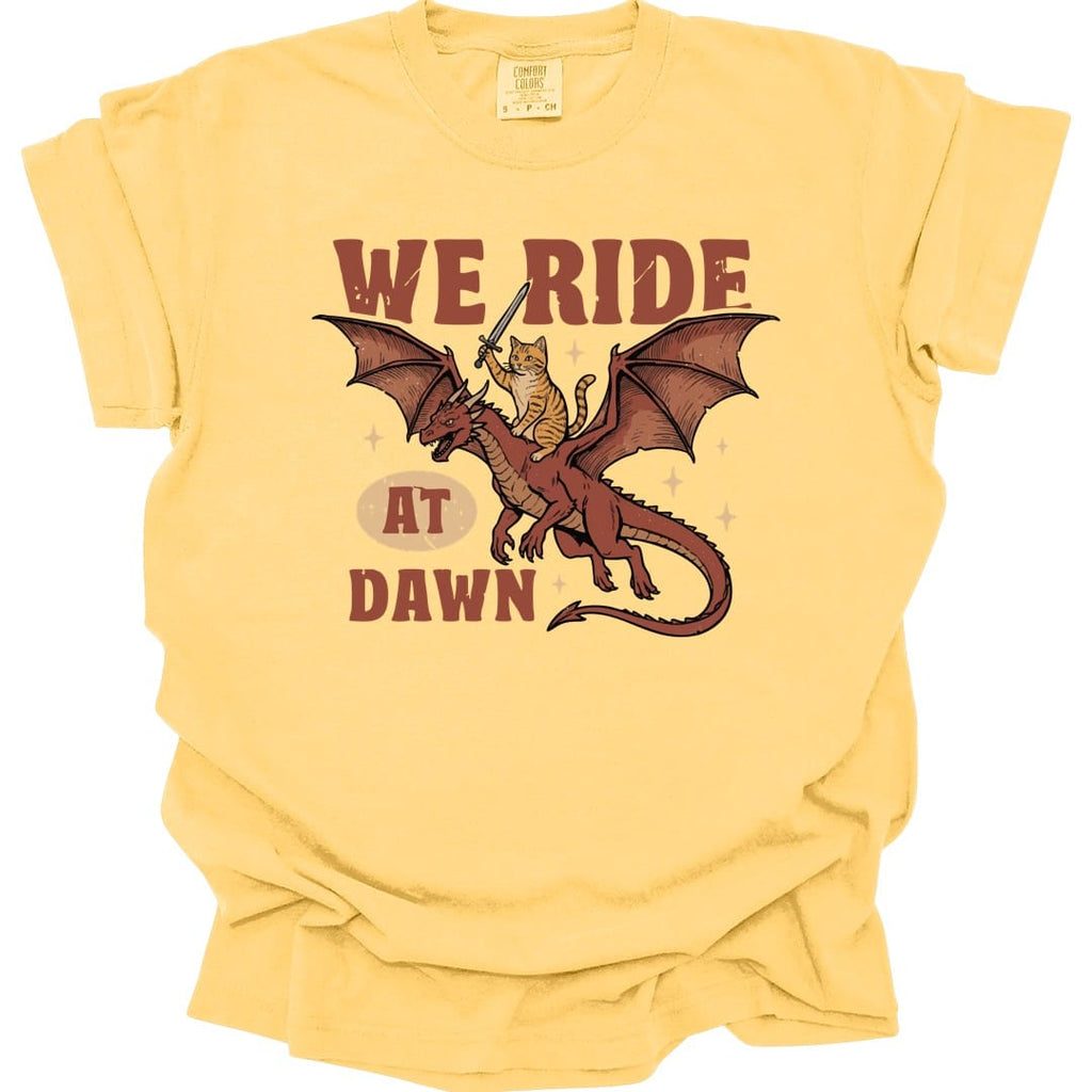 We Ride At Dawn Dragon Cat T-shirt - Comfort Colors