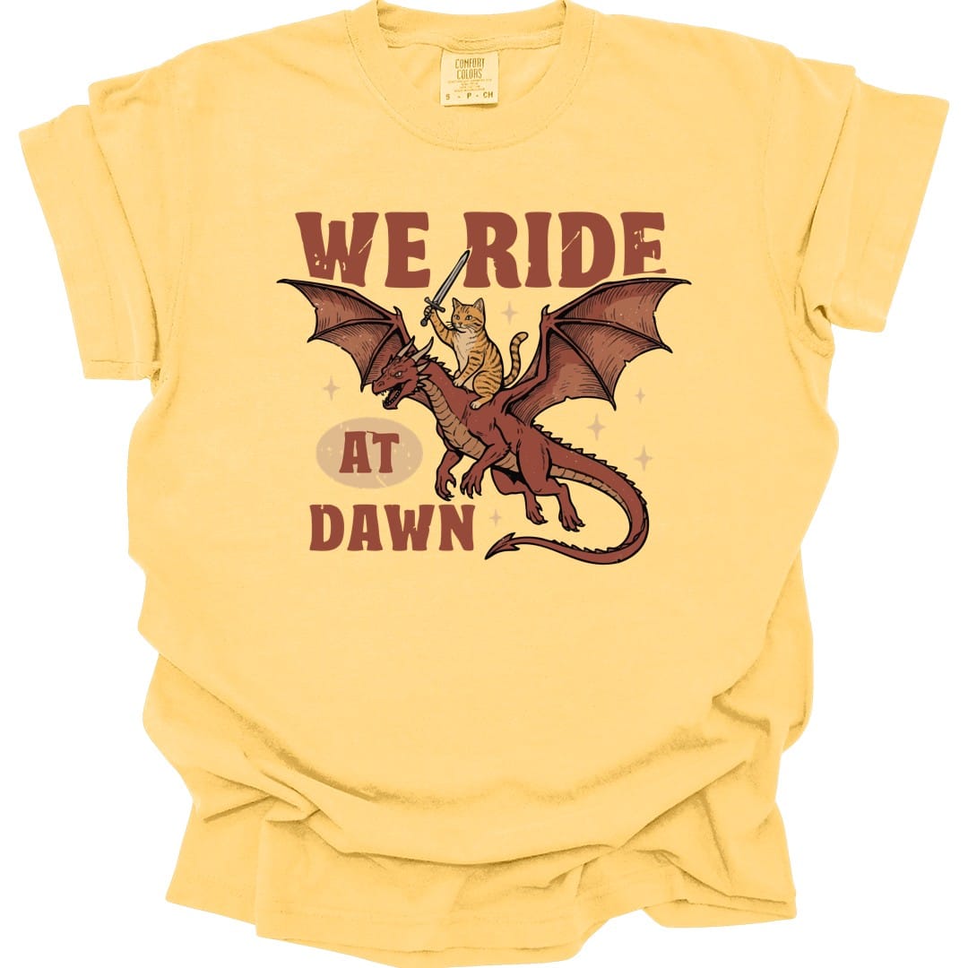 We Ride At Dawn Dragon Cat T-shirt - Comfort Colors