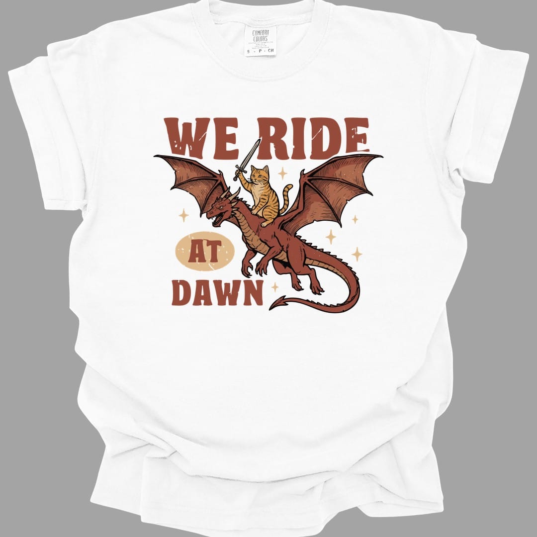 We Ride At Dawn Dragon Cat T-shirt - Comfort Colors