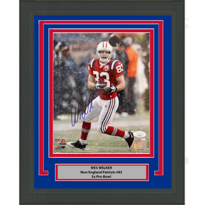 Framed Autographed/Signed Wes Welker New England Patriots 8x10 Football Photo JSA COA #2