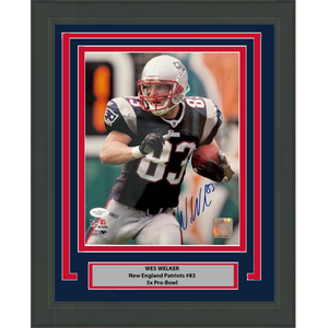 Framed Autographed/Signed Wes Welker New England Patriots 8x10 Football Photo JSA COA