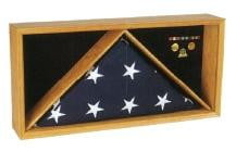 Rectangle Flag Medal Case Medal flag Frame - Oak
