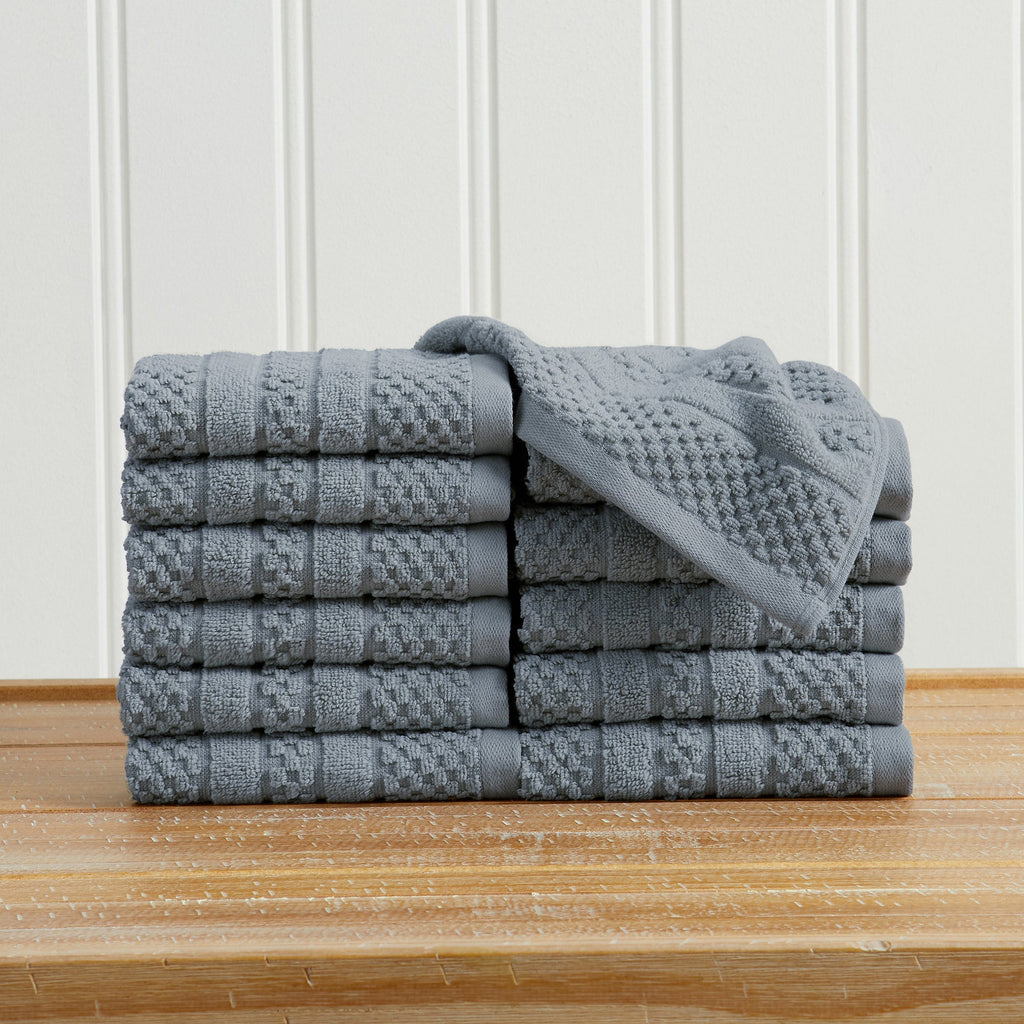 100% Cotton Checkered Jacquard Bath Towel Set - Giuliana Collection