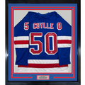 Framed Autographed/Signed Will Cuylle 35x39 New York Blue Hockey Jersey JSA COA