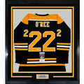 Framed Autographed/Signed Willie O'Ree "HOF 2018" 35x39 Boston Black Hockey Jersey JSA COA