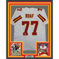 Framed Autographed/Signed Willie Roaf 35x39 HOF 2012 Kansas City White Football Jersey Beckett BAS COA