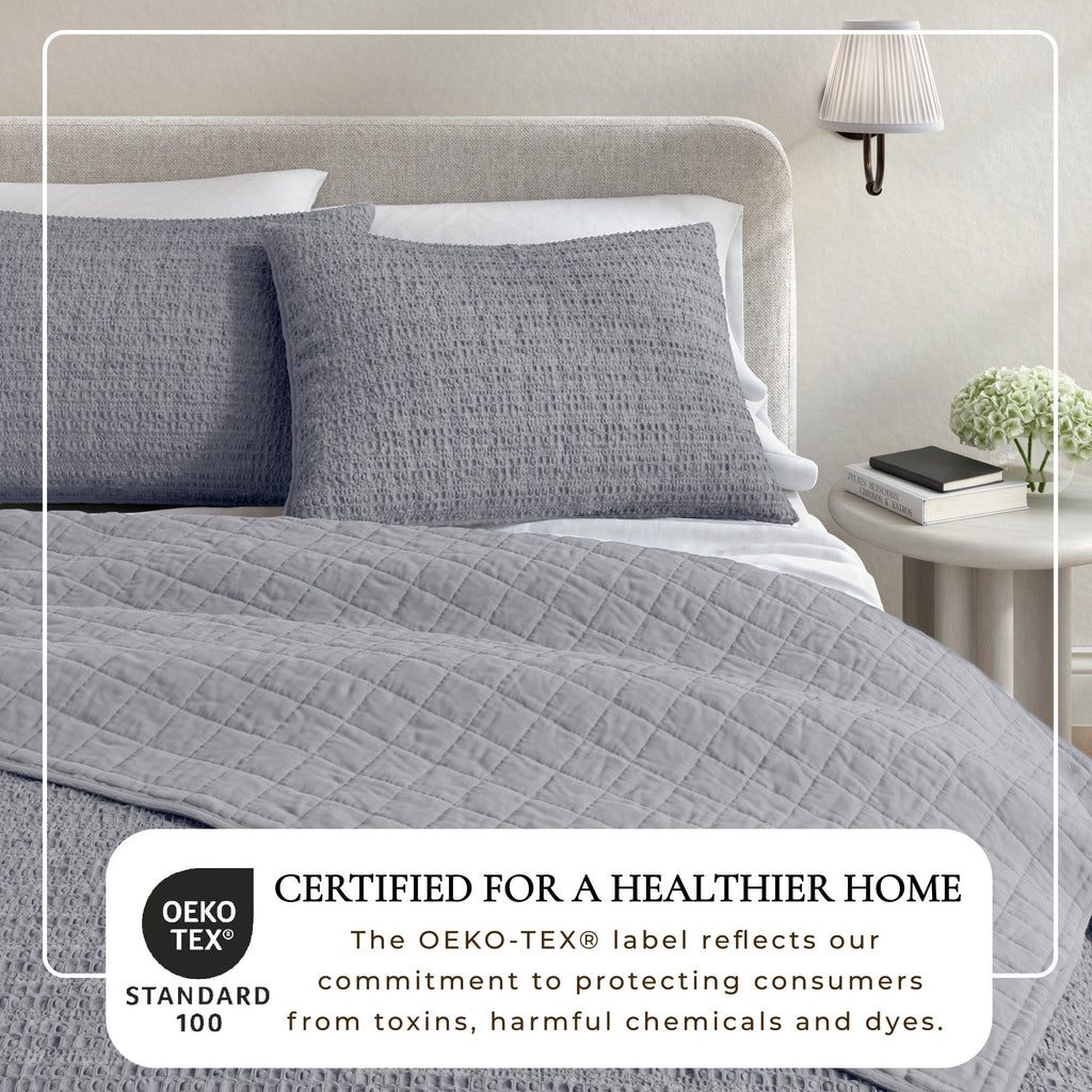 100% Cotton Honeycomb Waffle Garment Washed Quilt Set - Genevieve Collection