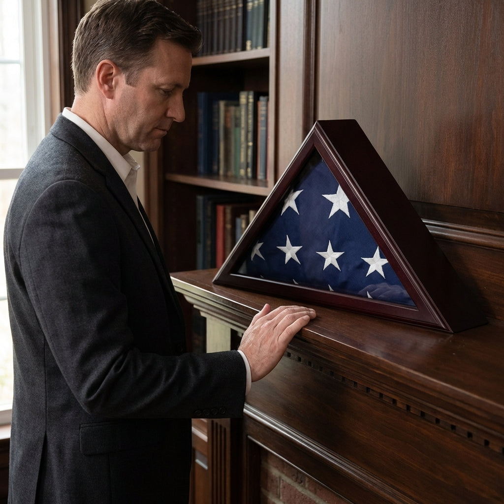 Officers Flag Display Case for 3ft x 5ft Flag - Cherry Finish