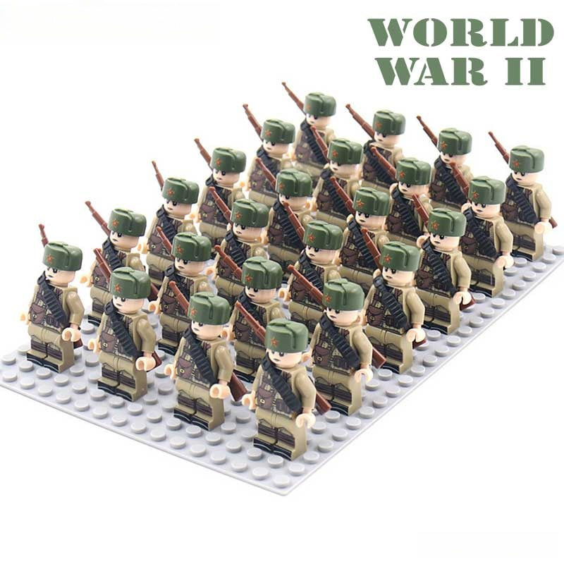 World War 2 Russian Soldiers set of 24 Minifigure Toy d264